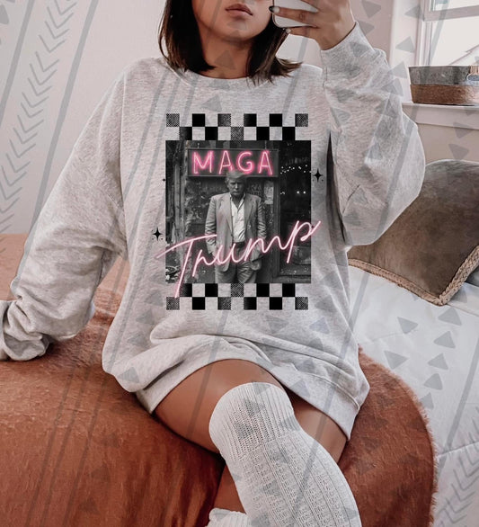 MAGA Blk/Wht Neon Trump DTF Transfer