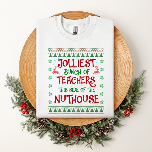Jolliest bunch of Teachers Ugly Sweater DTF Transfer