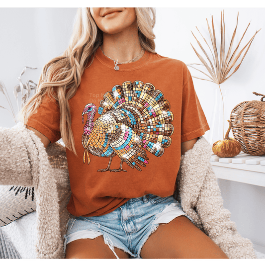 Disco Turkey DTF Transfer