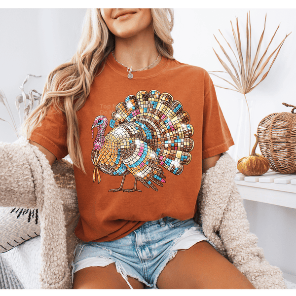 Disco Turkey DTF Transfer
