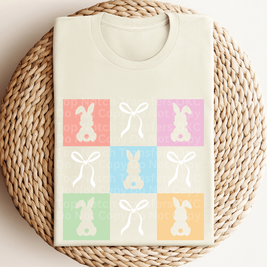 Checkered Bunny & Bows DTF Transfer