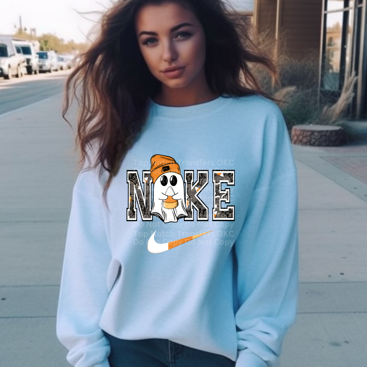 Checkmark - Ghost w/Orange Beanie DTF Transfer