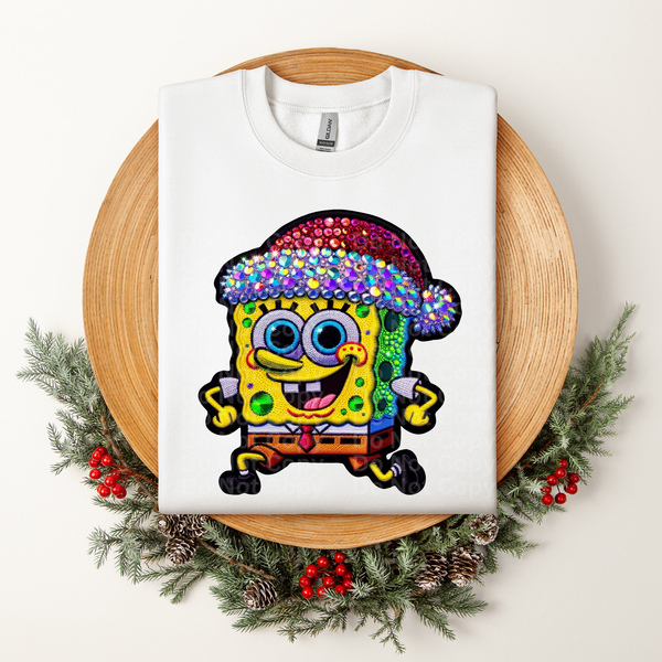 Sponge Wearing Santa Hat DTF Transfer