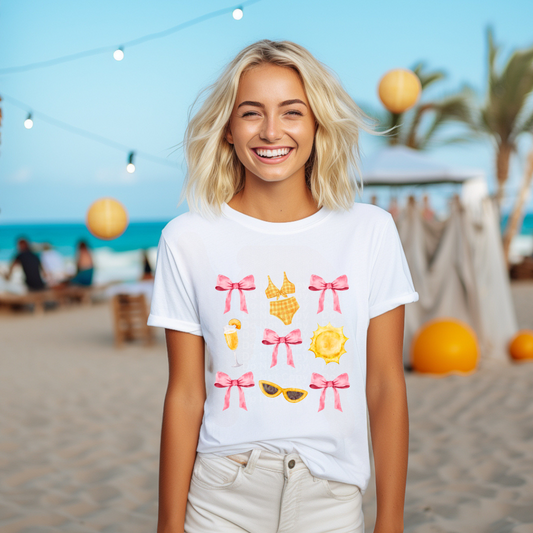 Yellow Bikini Pink Bow Coquette DTF Transfer