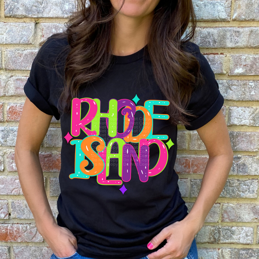 Rhode Island - Neon States DTF Transfer