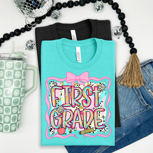 First Grade Bow DTF Transfer