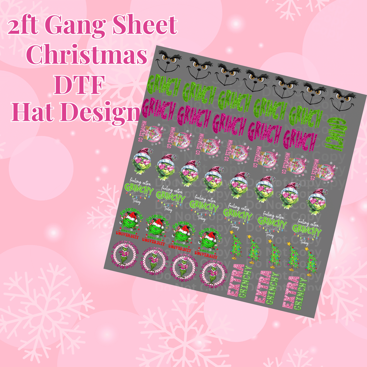 2ft Christmas Hat DTF Designs Gang Sheet