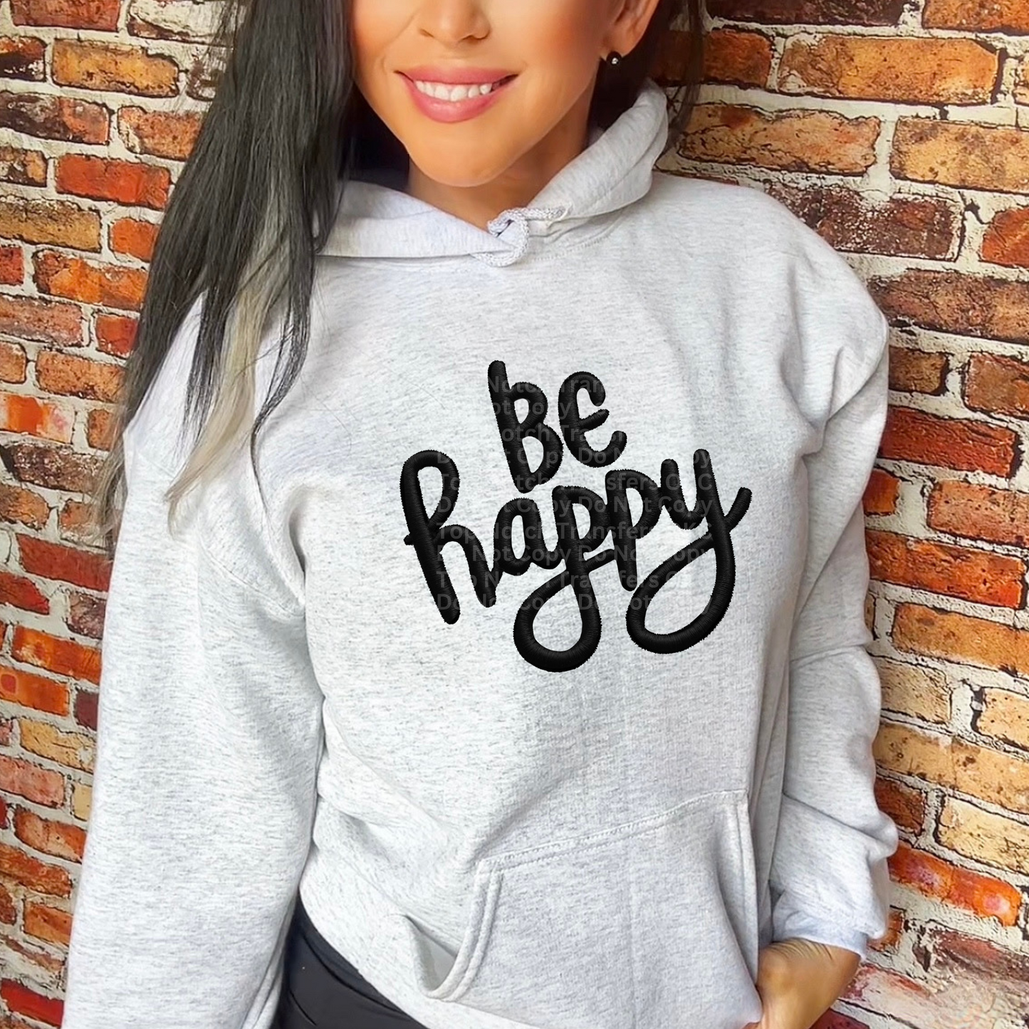 Be Happy Faux Embroidery DTF Transfer