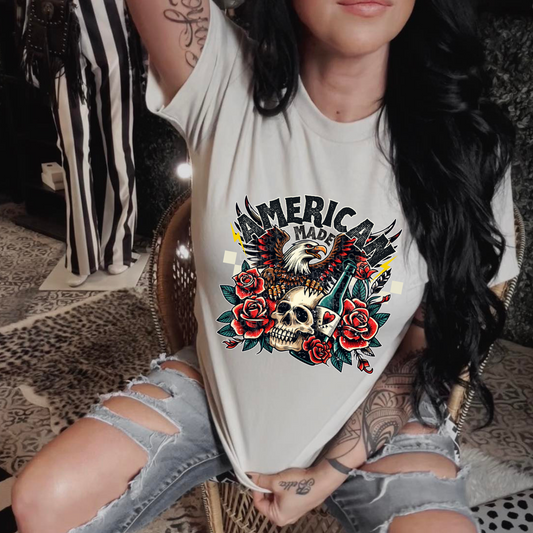 American Made Eagle & Skull DTF Transfer
