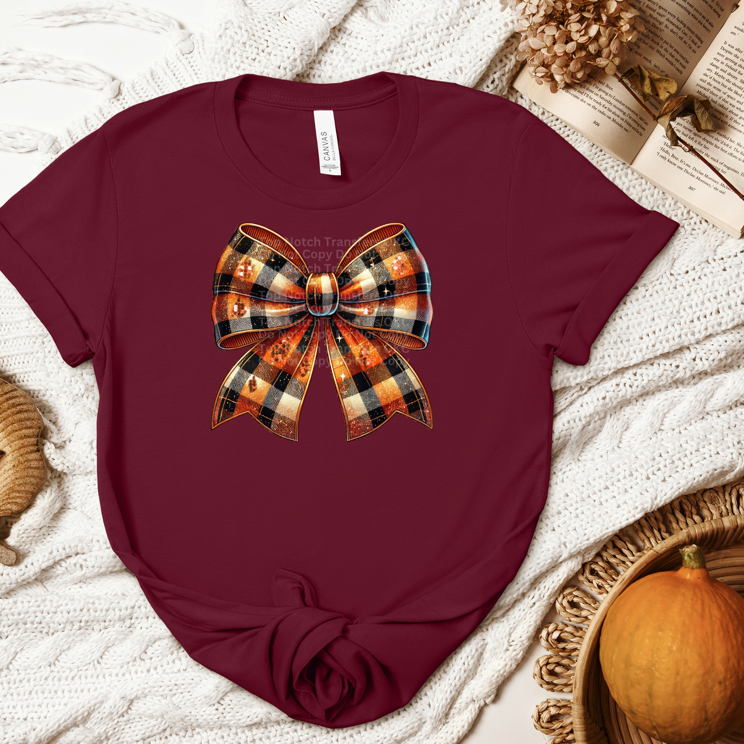 Fall Plaid Bow DTF Transfer