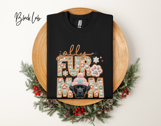 Jolly Fur Mom Black Lab - Faux Embroidery DTF Transfer