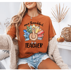 One Thankful Teacher Pastel Turkey DTF Transfer