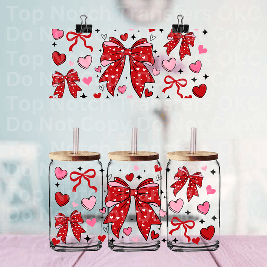 Bows and Hearts UV DTF 16 oz Cup Wrap