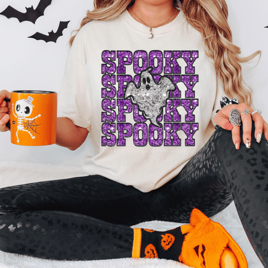 Faux Glitter Spooky Ghost DTF Transfer