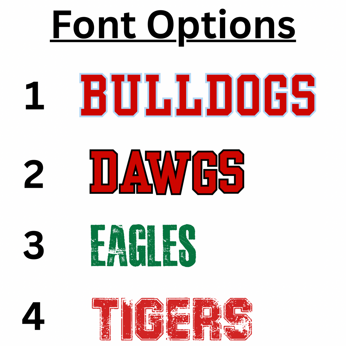 Full Back w/ Side Mascot DTF Transfers *Please leave all detailed custom info in checkout notes- Font, Inside & Outline colors, mascot)