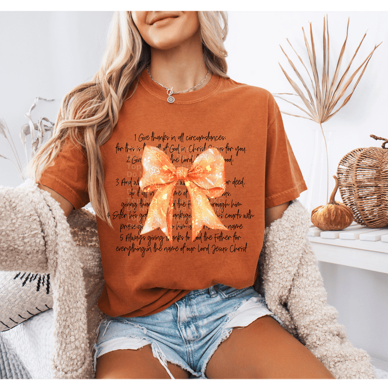 Give Thanks in All Circumstances Bow DTF Transfer