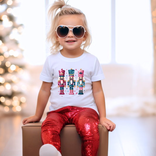 Blue, Pink & Red Nutcrackers - Faux Glitter DTF Transfer