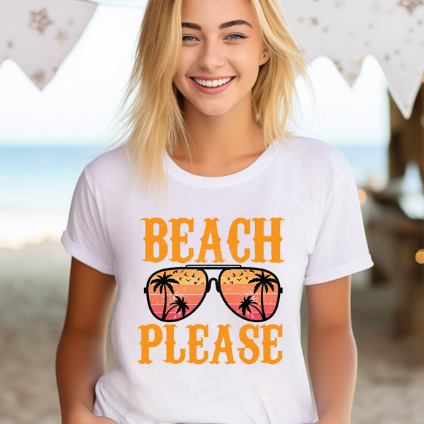 Beach Please Palm Tree Reflection Glasses DTF Transfer