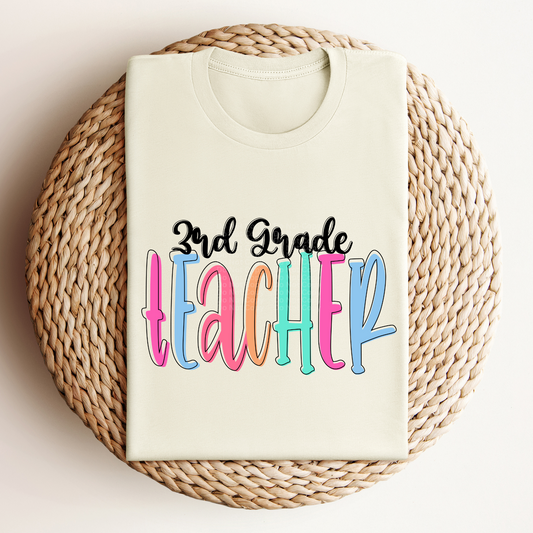 3rd Grade Teacher - Colored Names/Occupations DTF Transfer