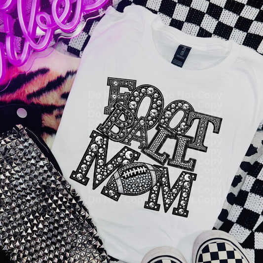 Football Mom - Faux Rhinestone DTF Transfer