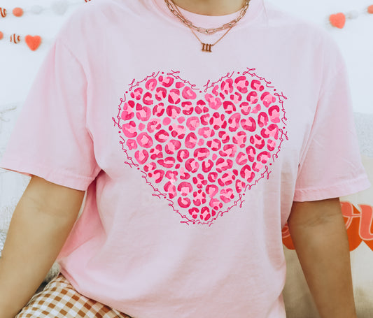 Pink Leopard Heart DTF Transfer