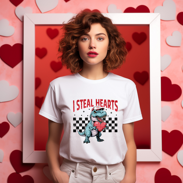 I Steal Hearts Dinosaur DTF Transfer