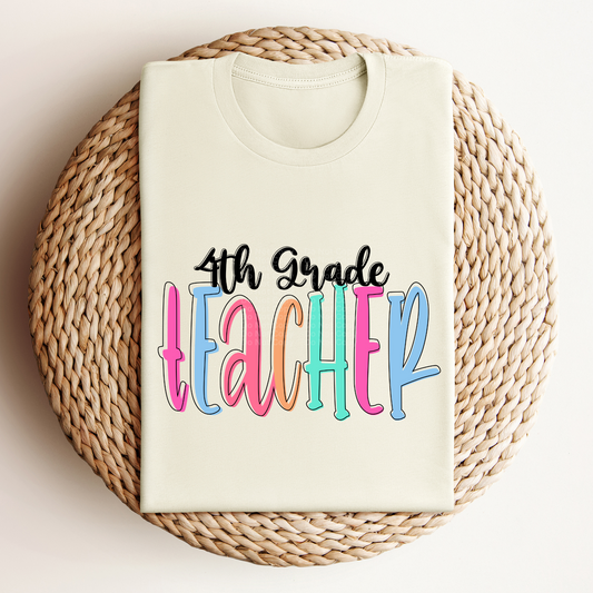 4th Grade Teacher - Colored Names/Occupations DTF Transfer