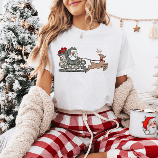 Santa on Grey/Camo Sley DTF Transfer