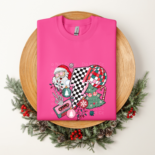 Groovy Santa Bolt Collage DTF Transfer