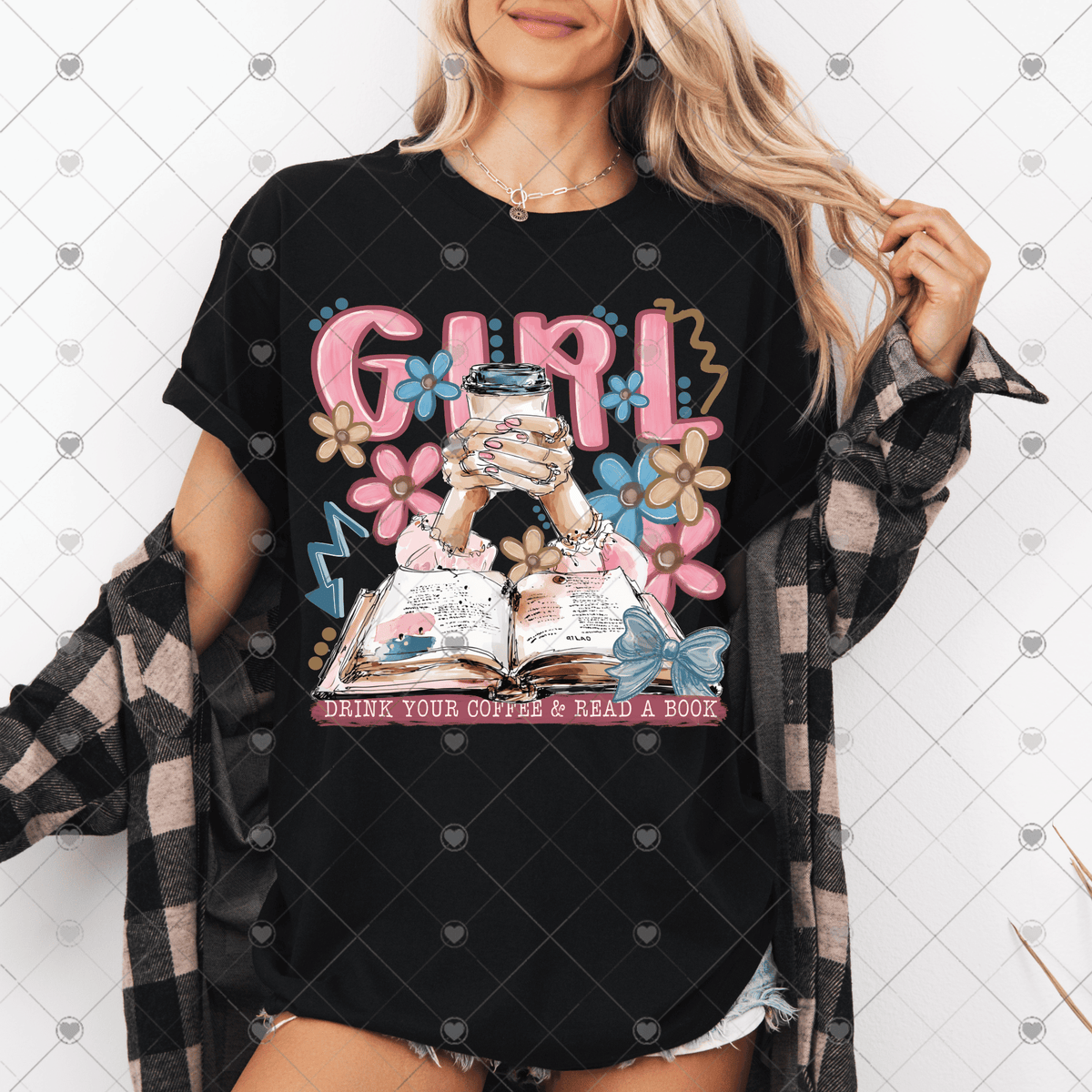 Girl Drink Your Coffee And Read A Book DTF Transfer