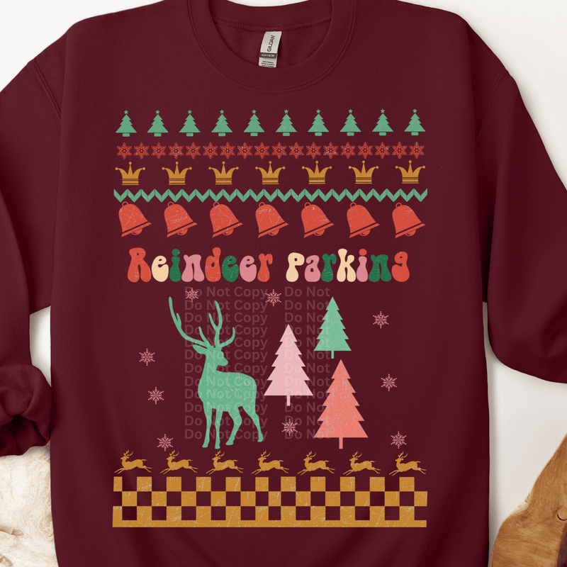 Reindeer Parking Ugly Christmas Sweater DTF Transfer