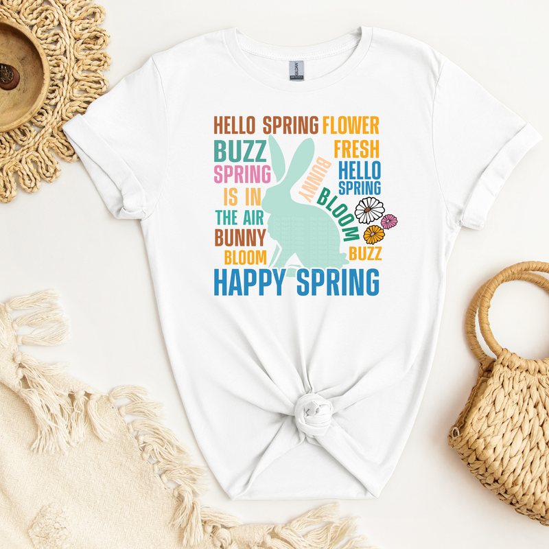 Happy Spring Bunny& Spring Words DTF Transfer