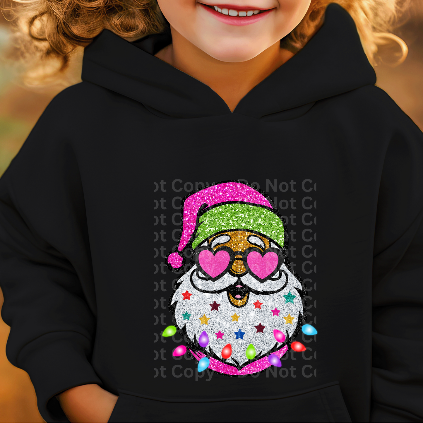 Heart Eyes Glitter Santa DTF Transfer