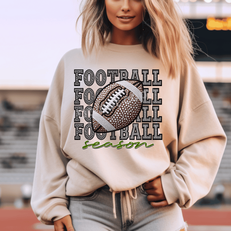 *Faux Rhinestone Football Season DTF Transfer