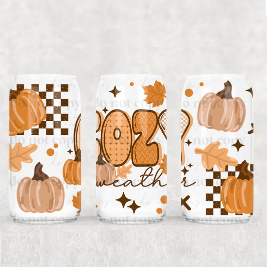Cozy Weather Pumpkins & Fall Leaves UV DTF 16 oz Cup Wrap *CSC 0925*