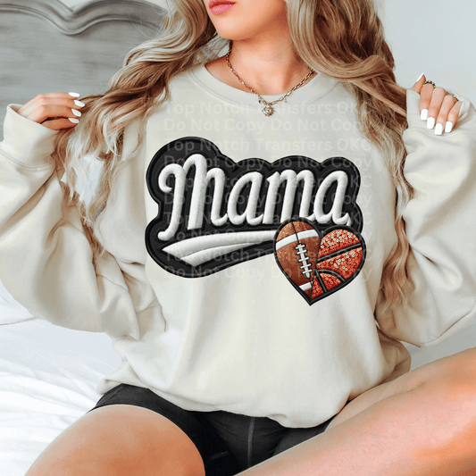 Mama Football/Basketball Faux Embroidery DTF Transfer