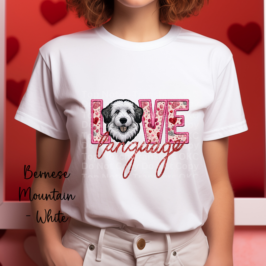Love Language - Bernese Mountain - White DTF Transfer
