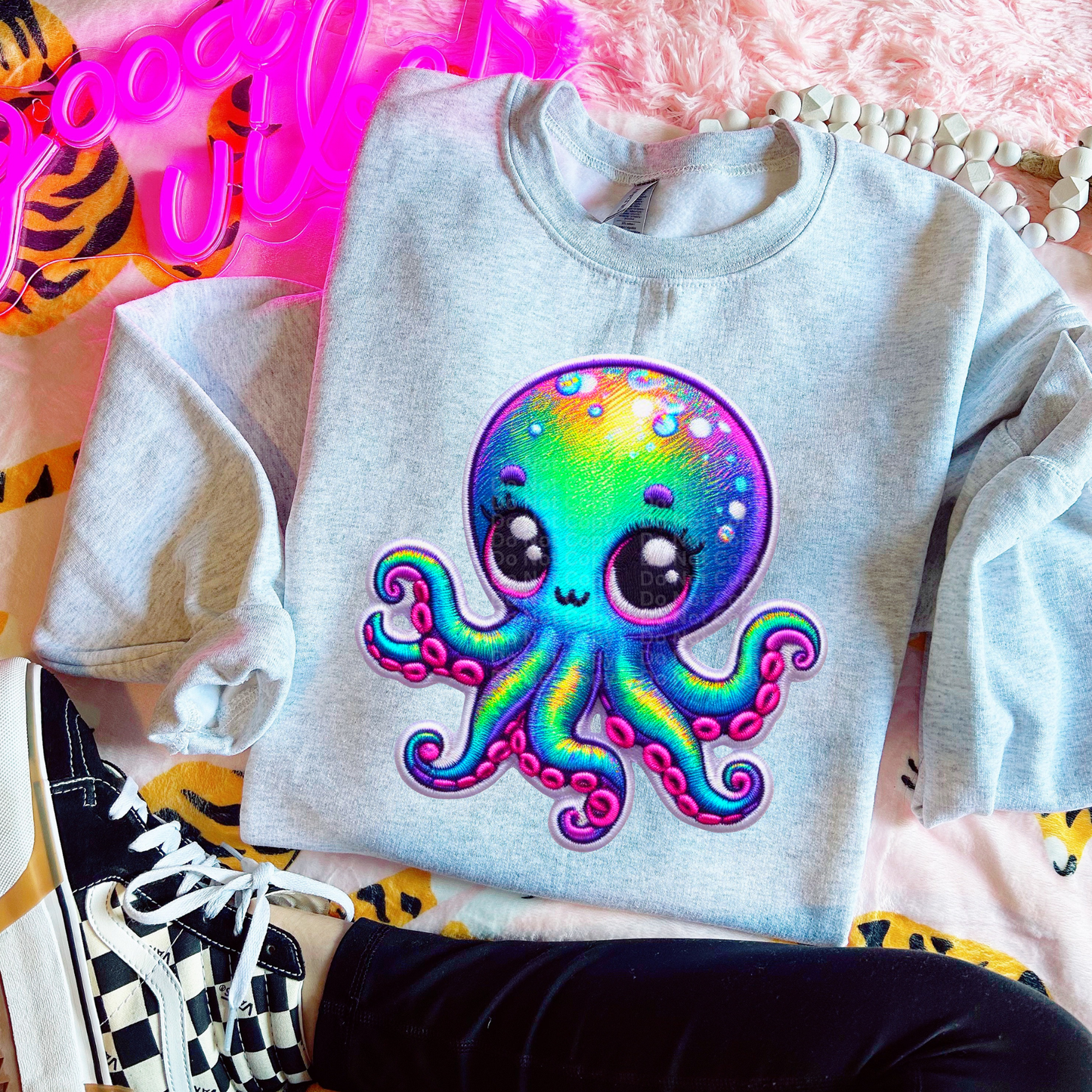 Cute Octopus with long tentacles DTF Transfer