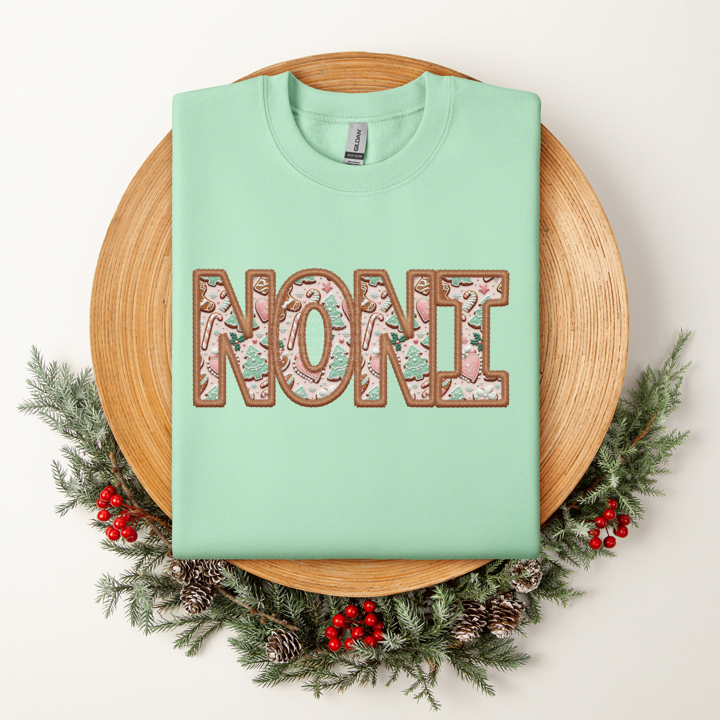 Noni Pink & Tan Christmas Print DTF Transfer