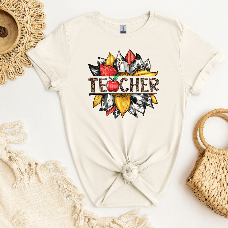 Teacher Red and Yellow Flower DTF Transfer