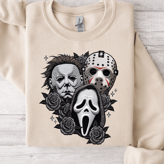Black Roses & Horror Masks DTF Transfer