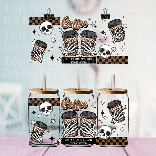 Coffee Skellies UV DTF 16 oz Cup Wrap