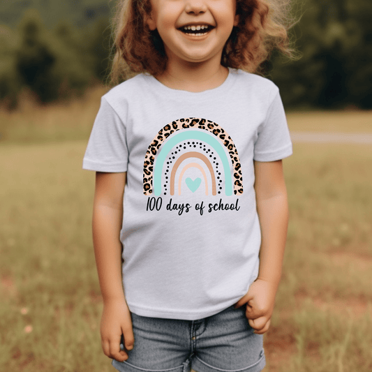 100 Days of School Leopard Rainbow DTF Transfer