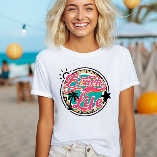 Beach Life Pink & Blue DTF Transfer