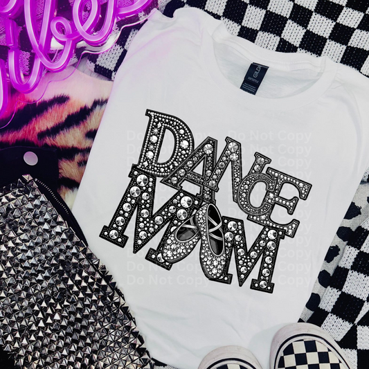 Dance Mom (Ballet Slippers) - Faux Rhinestone DTF Transfer