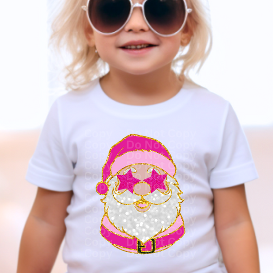 Pink Star Eyes Preppy Santa DTF Transfer