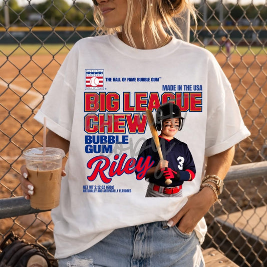 Custom Big League w/ Name & Picture DTF Transfer(*Please leave name for design in checkout notes and email picture with order # to topnotchtransfersokc@gmail.com*