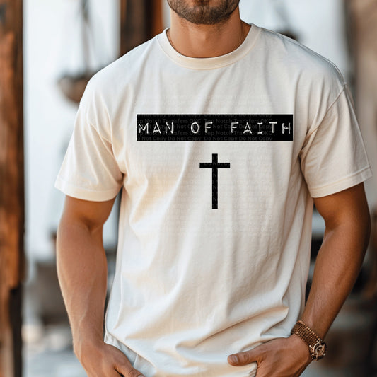 Man Of Faith black DTF Transfer