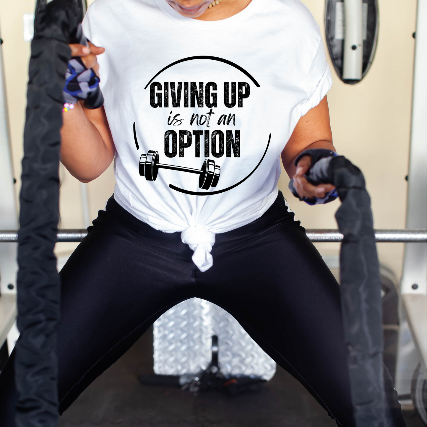 Giving Up is Not an Option Circle w/weight (Black) DTF Transfer