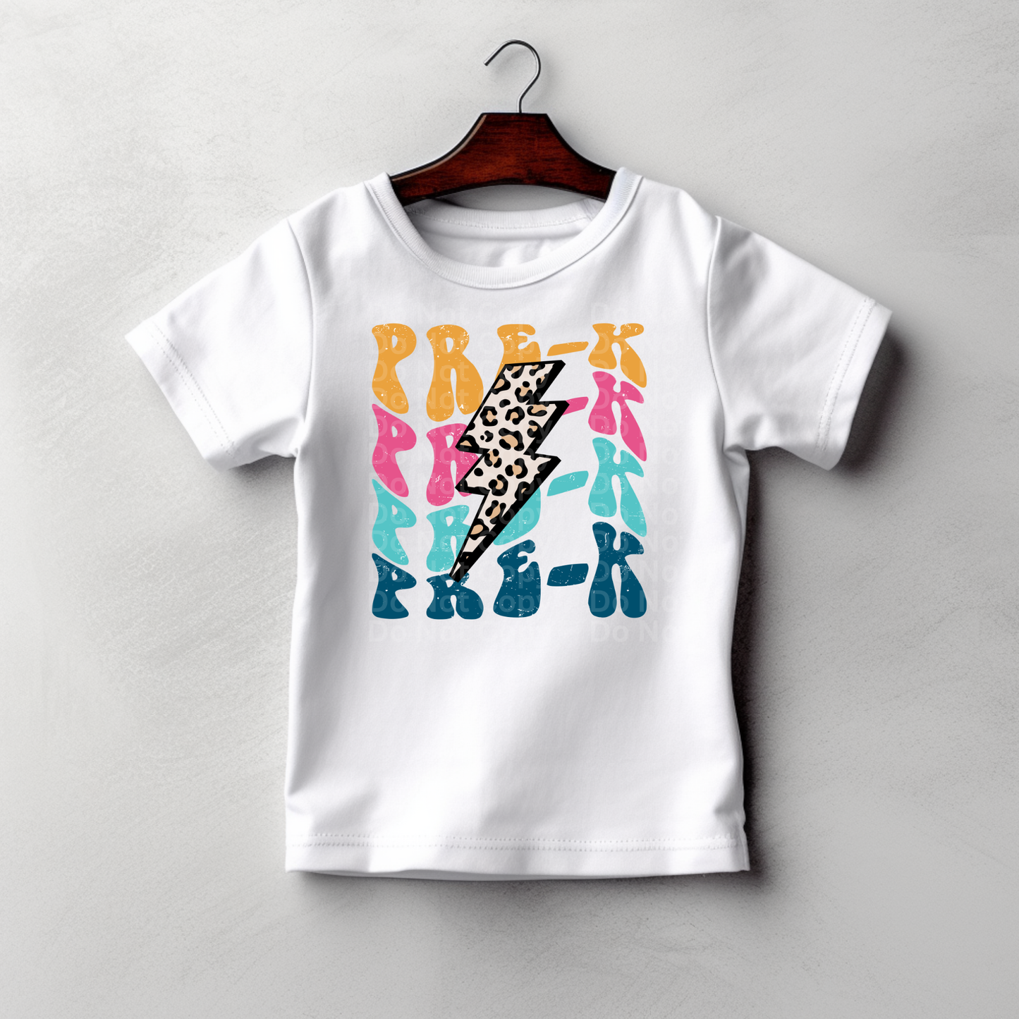 Pre-K Colorful/Stacked with Leopard Bolt DTF Transfer